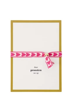 ansichtkaart armbandje hartjes roze