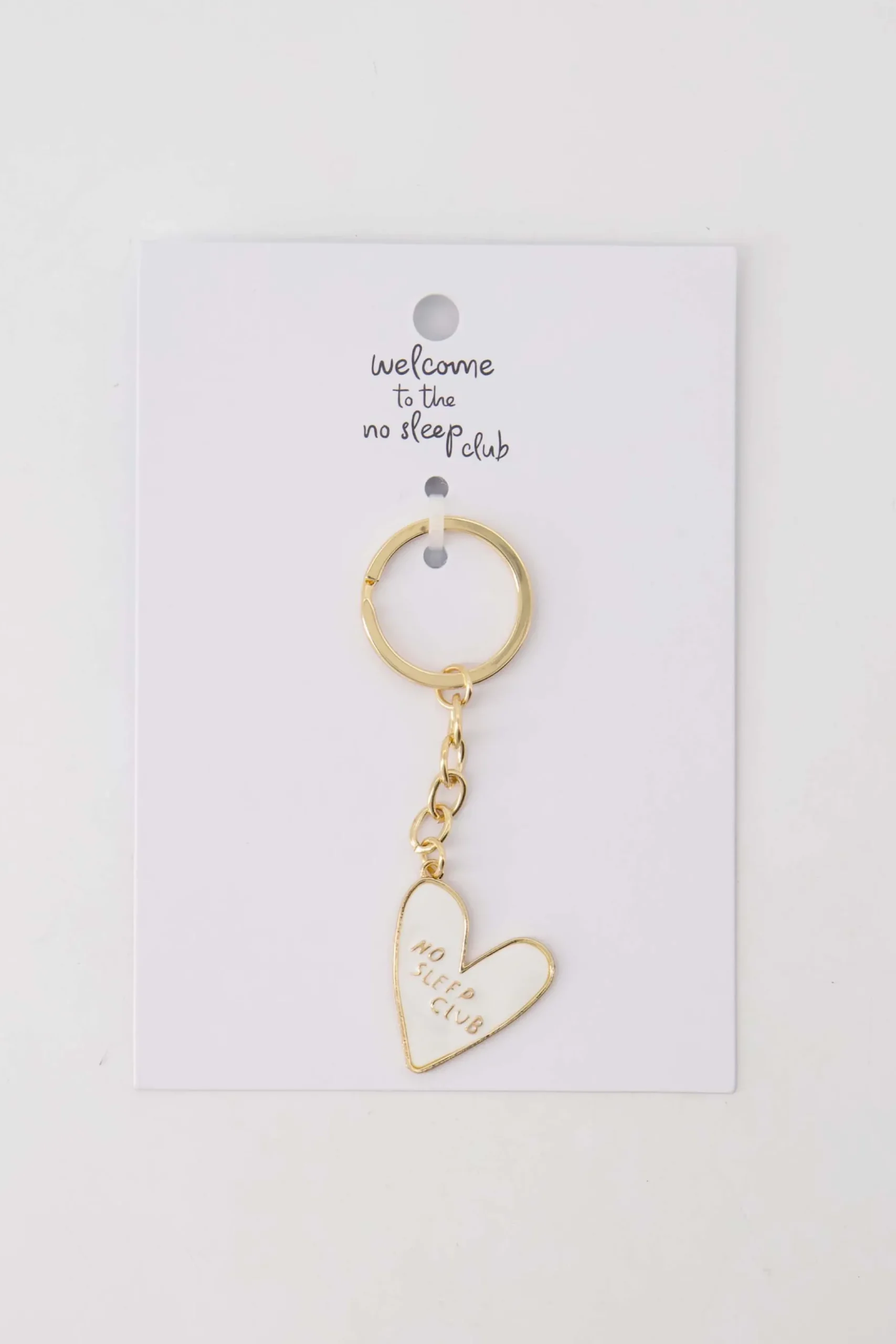 ansichtkaart sleutelhanger hartje wit/goud