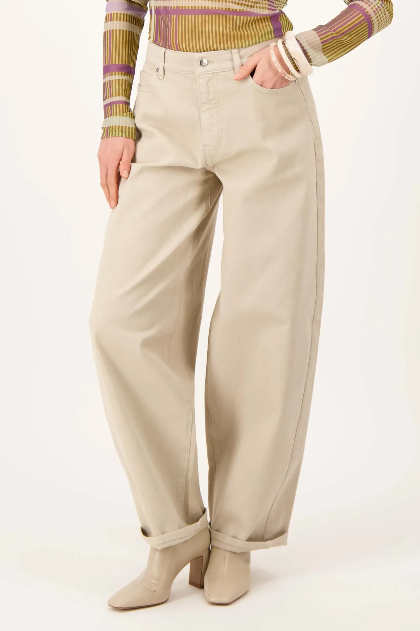 barrel broek met stretch