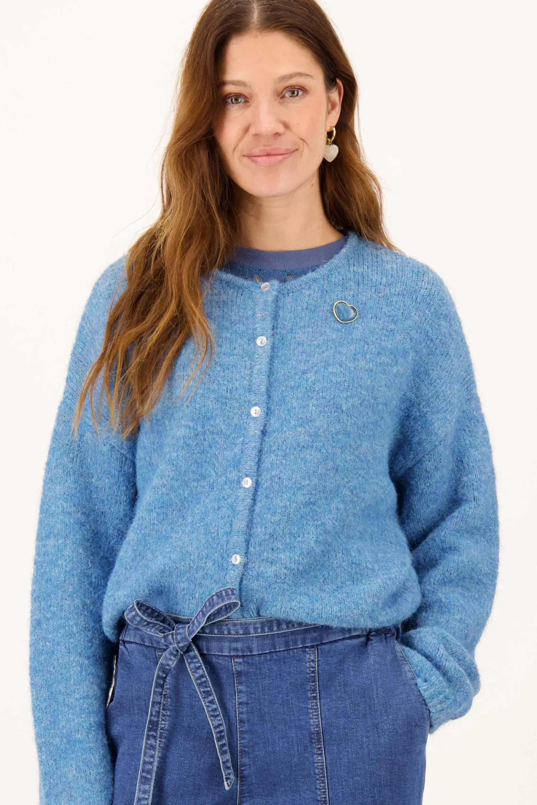 basic vestje met broche lange mouw