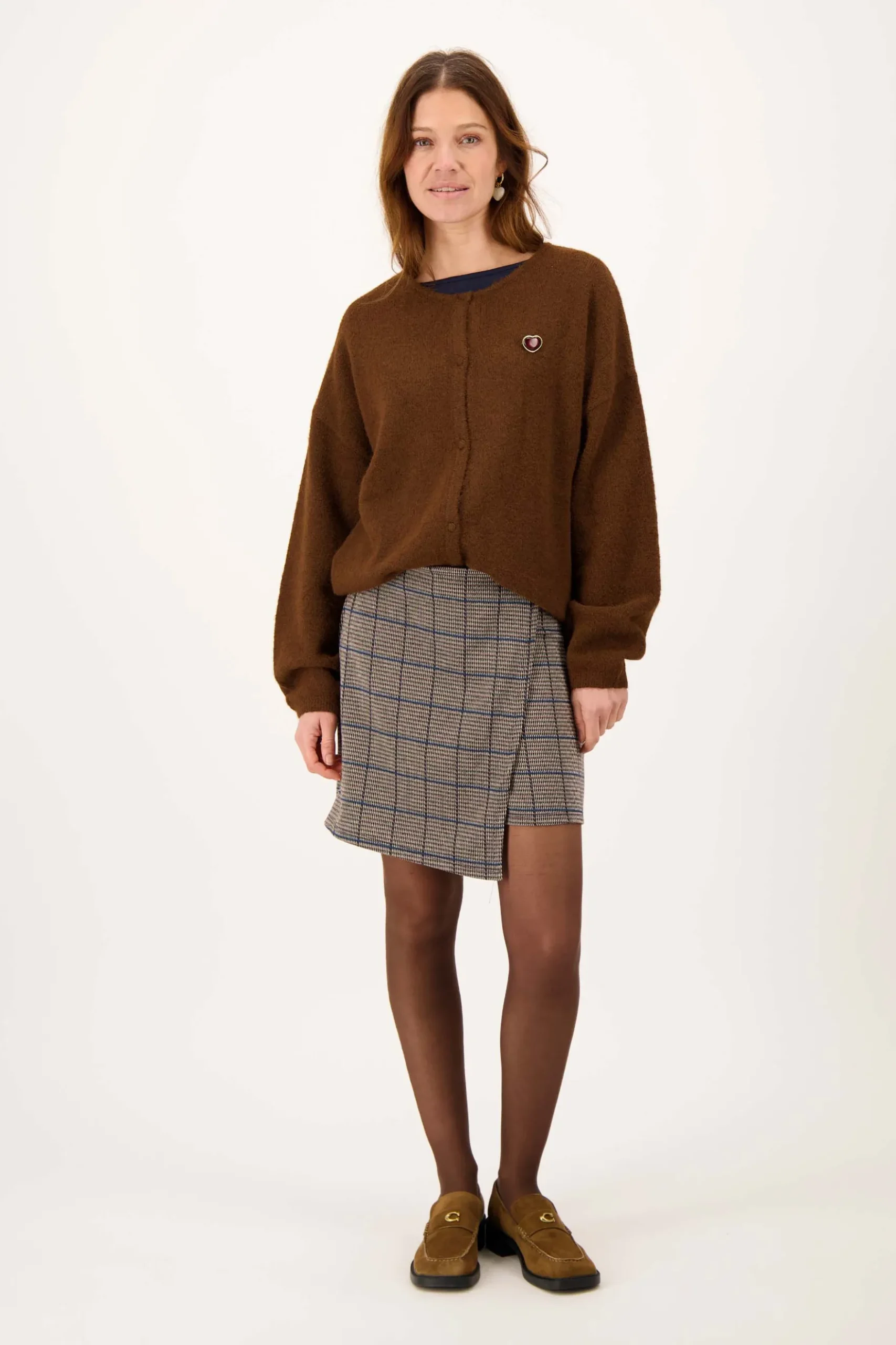 basic vestje met broche lange mouw