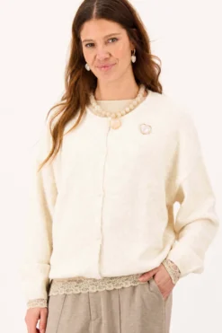 basic vestje met broche lange mouw