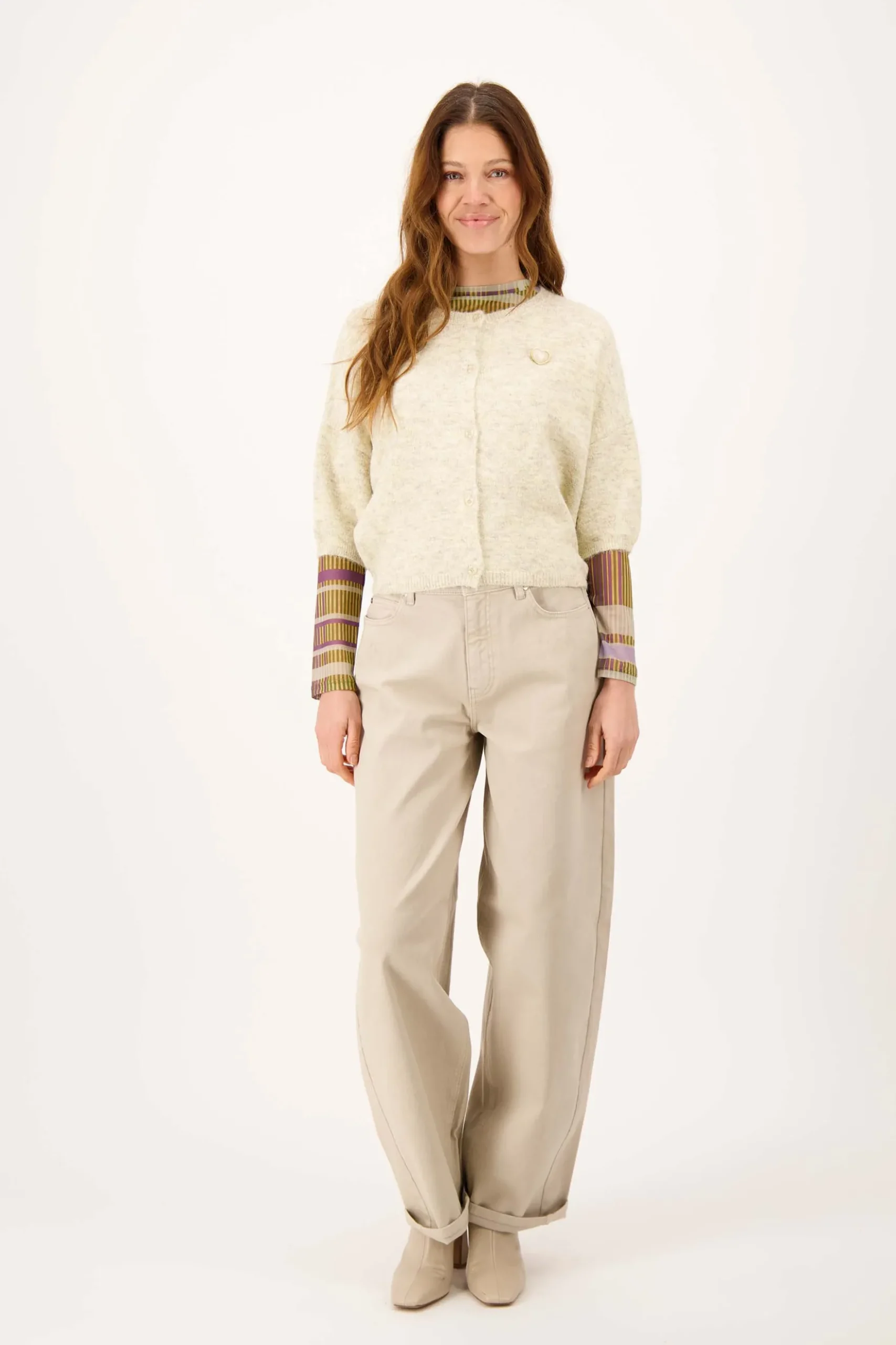 basic vestje met broche 3/4 mouw
