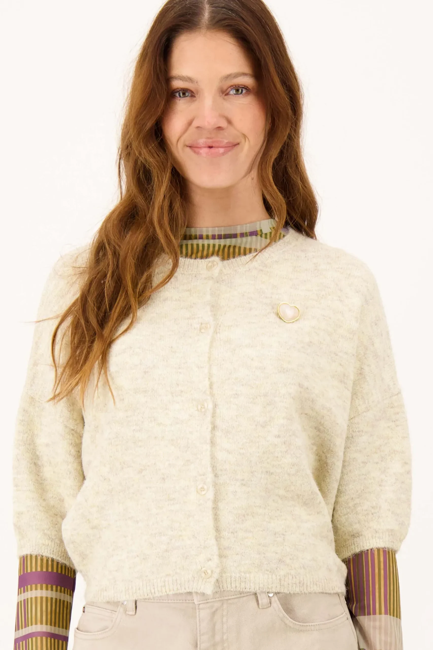 basic vestje met broche 3/4 mouw