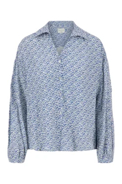 blouse lange mouw met waaierprint