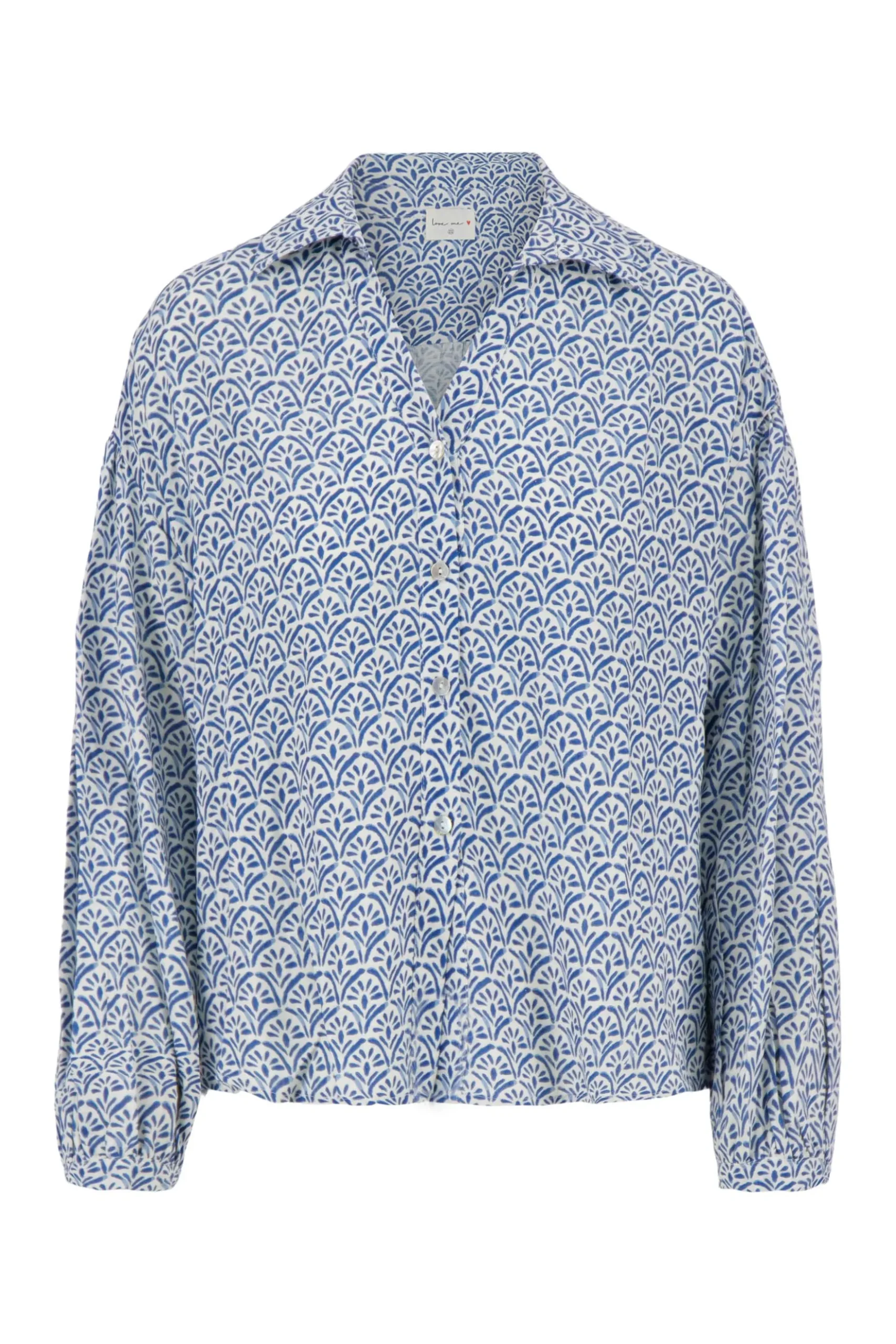 blouse lange mouw met waaierprint