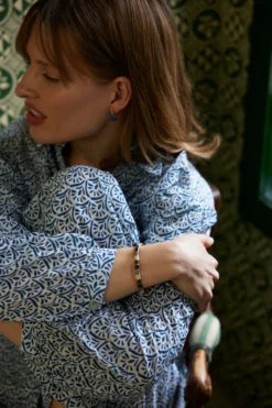blouse lange mouw met waaierprint