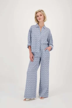 blouse lange mouw met waaierprint