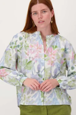 blouse zonder kraag met bloemen print