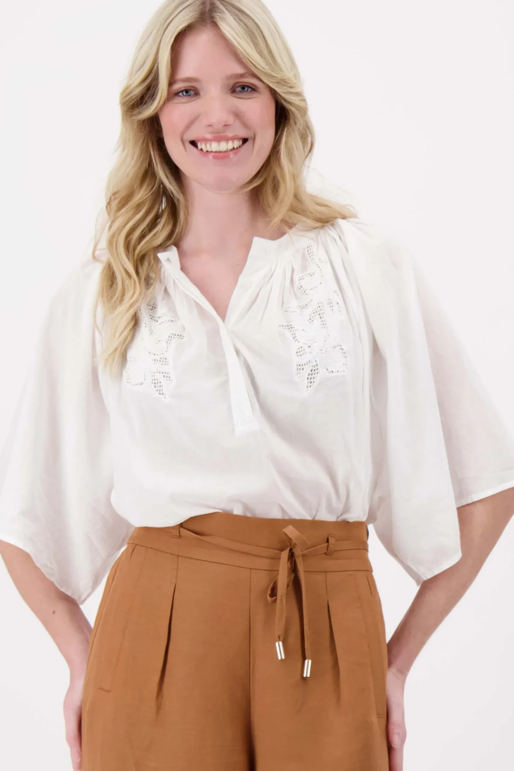 borduur bloem mesh blouse