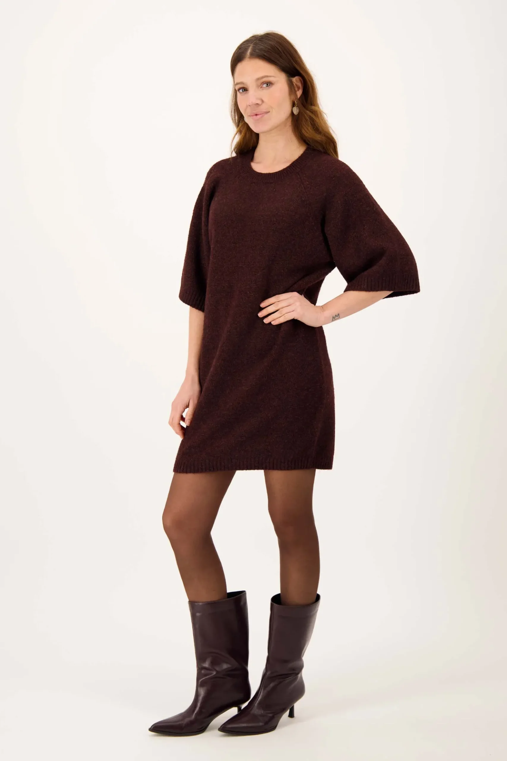brei jurk met raglan mouwen
