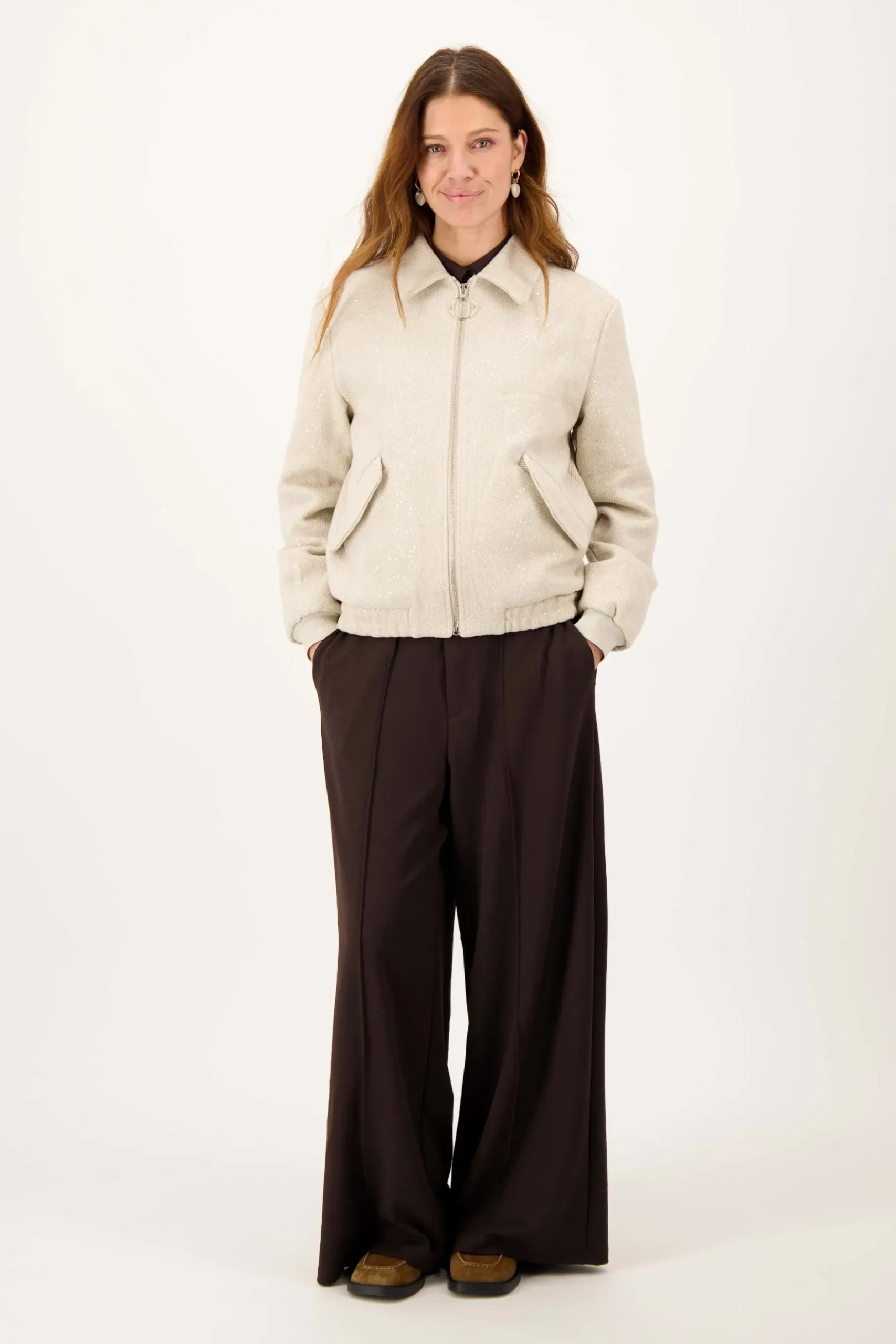 broek in superstretch met bandplooi