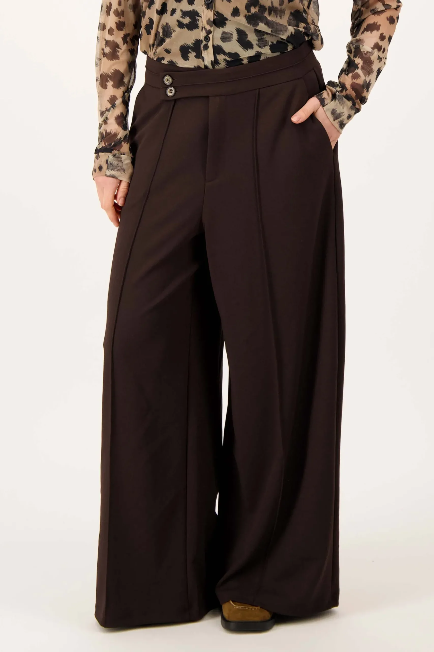 broek in superstretch met bandplooi