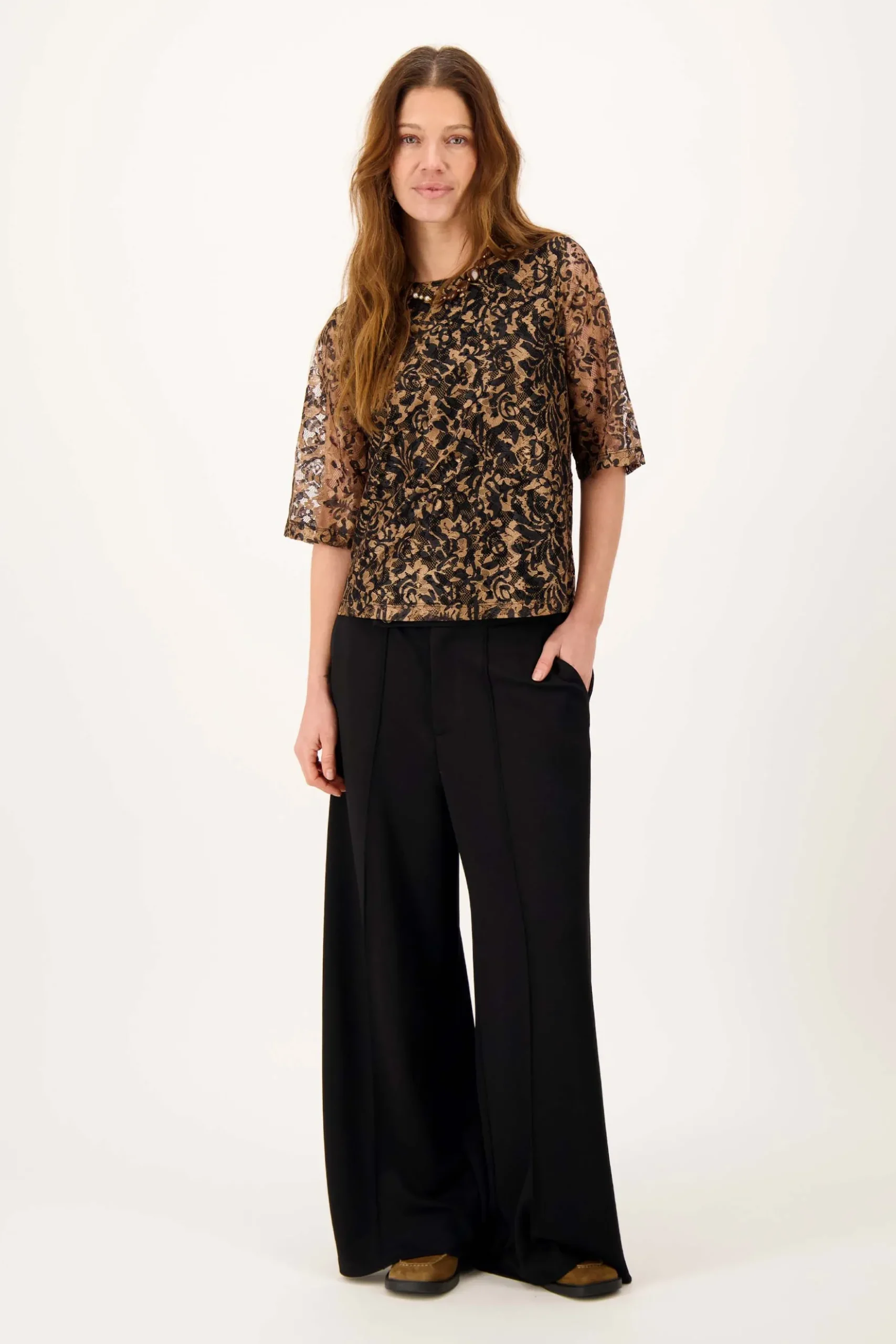 broek in superstretch met bandplooi