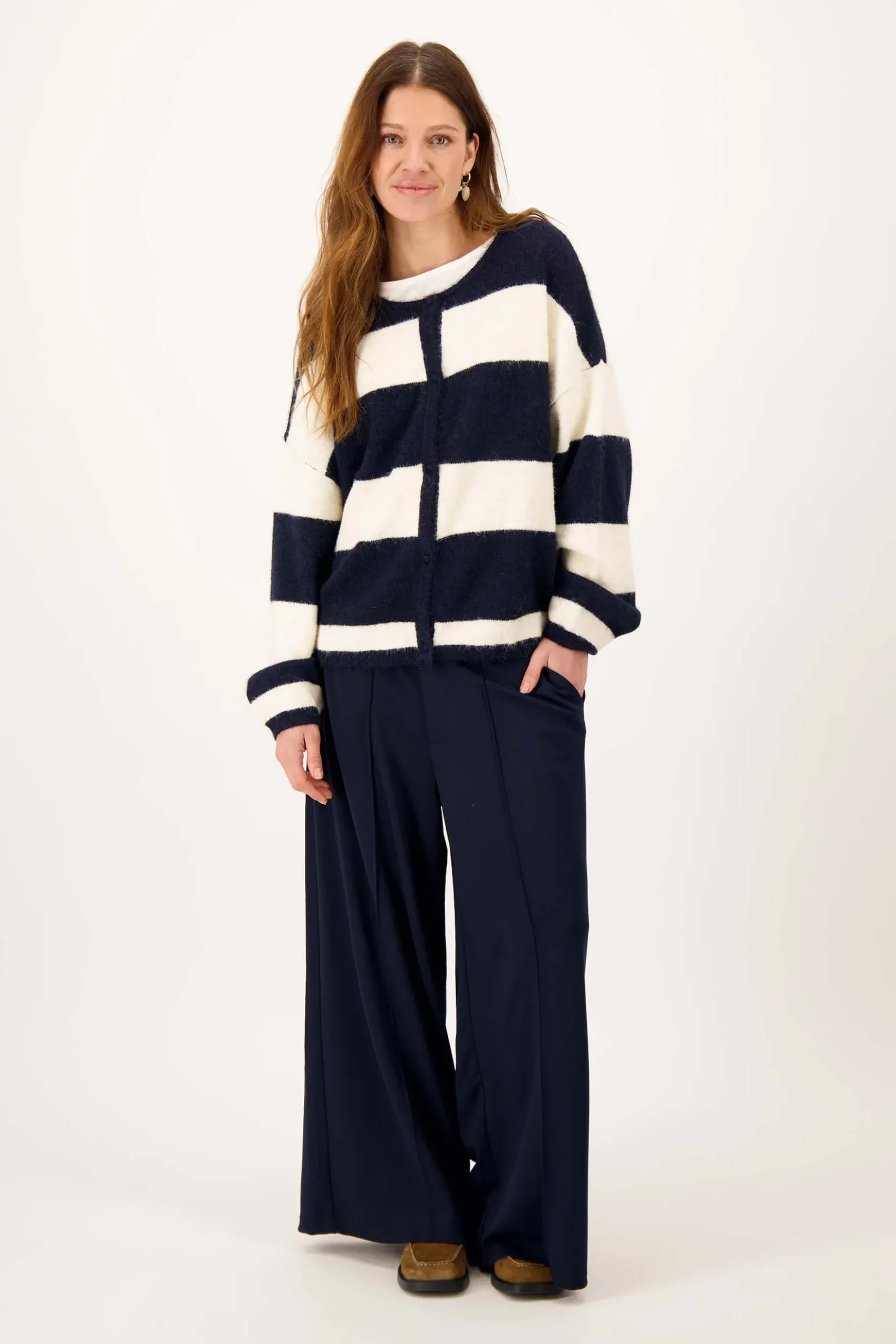 broek in superstretch met bandplooi