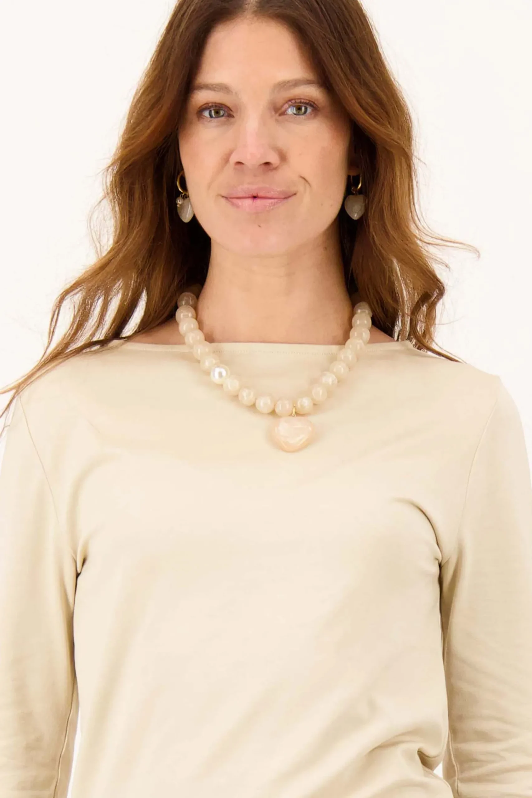 chunky beads ketting met hart hanger