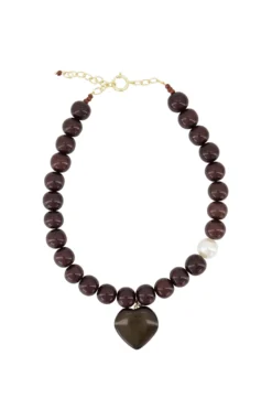 chunky beads ketting met hart hanger