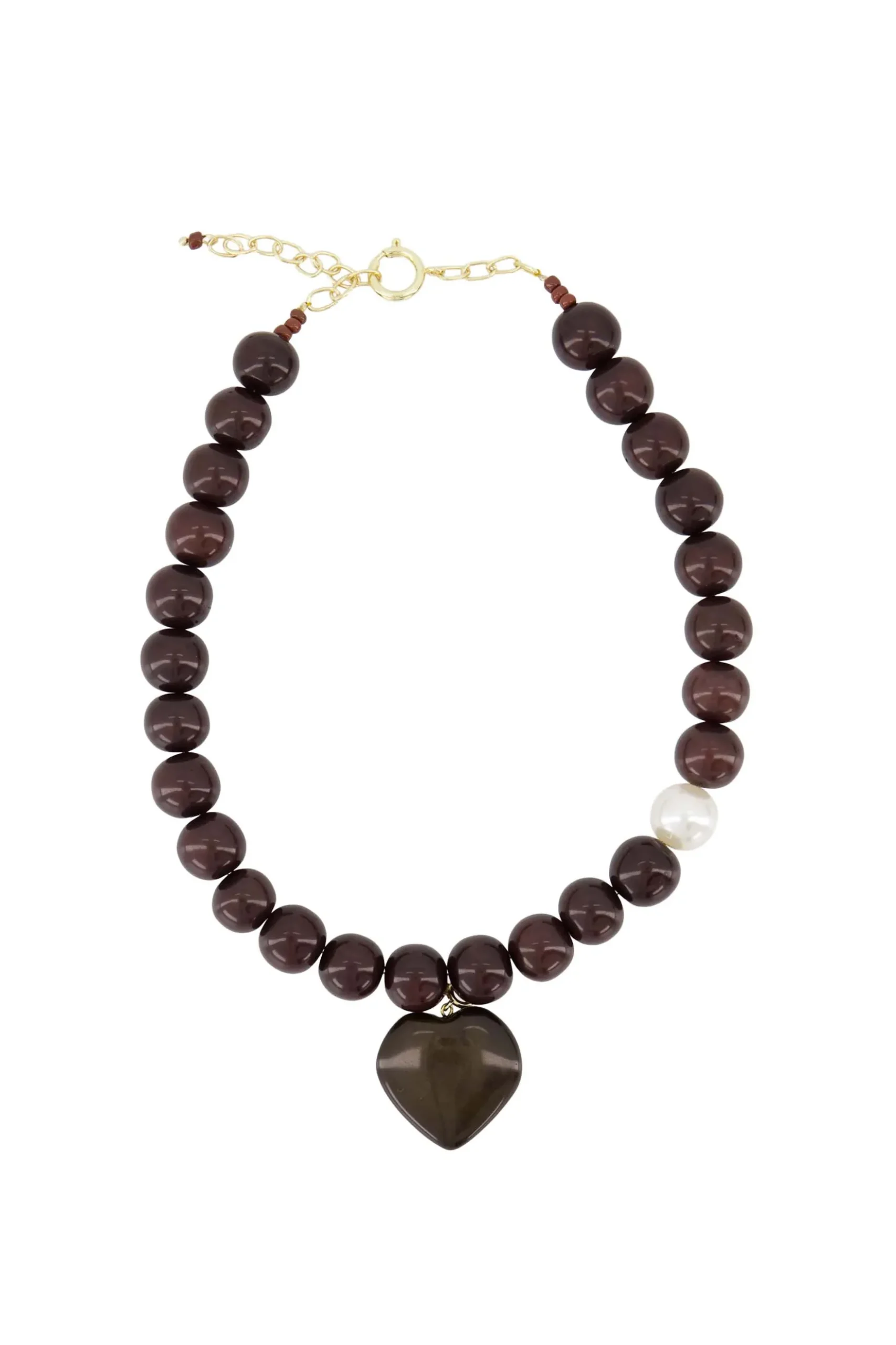 chunky beads ketting met hart hanger