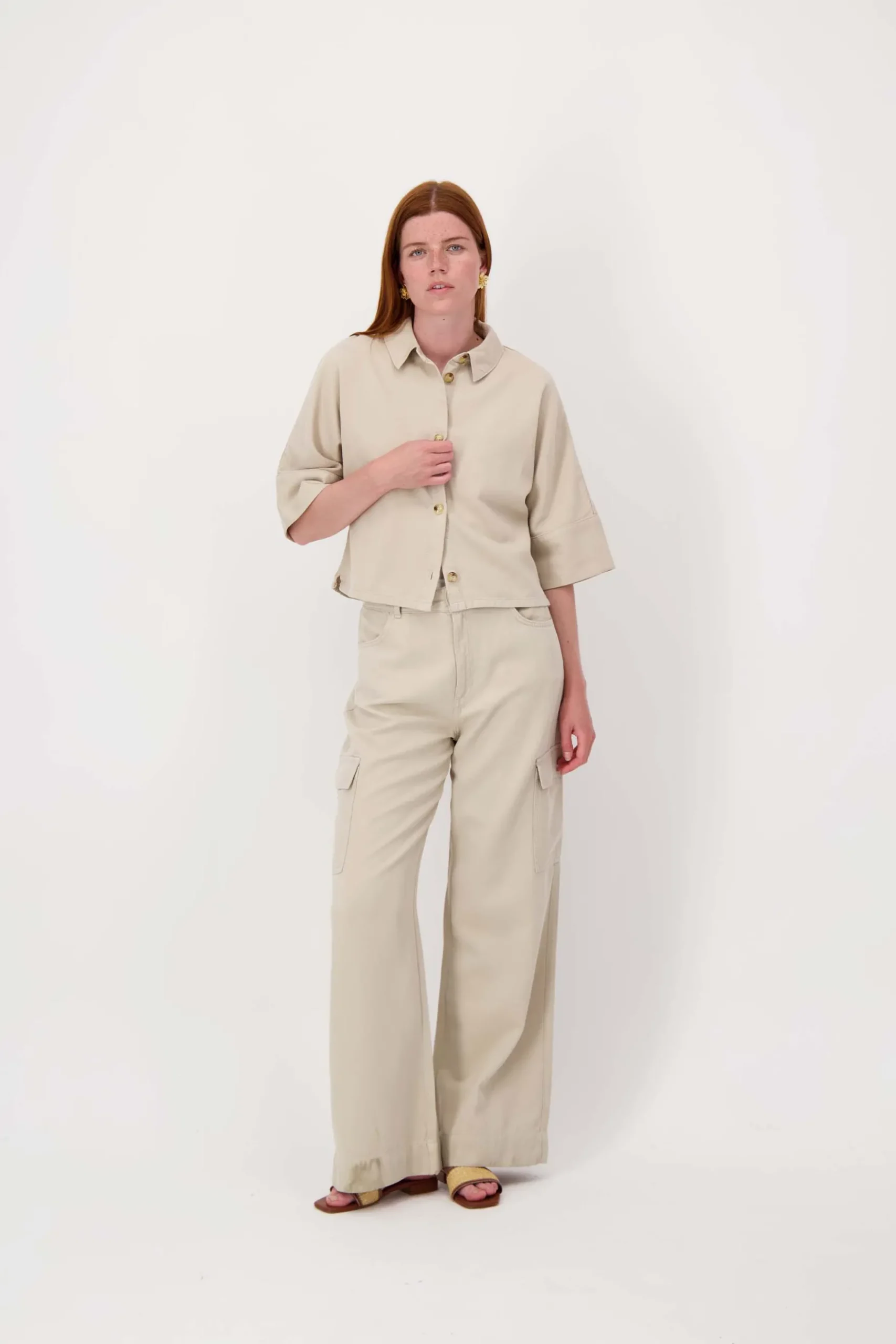 cropped boxy model blouse