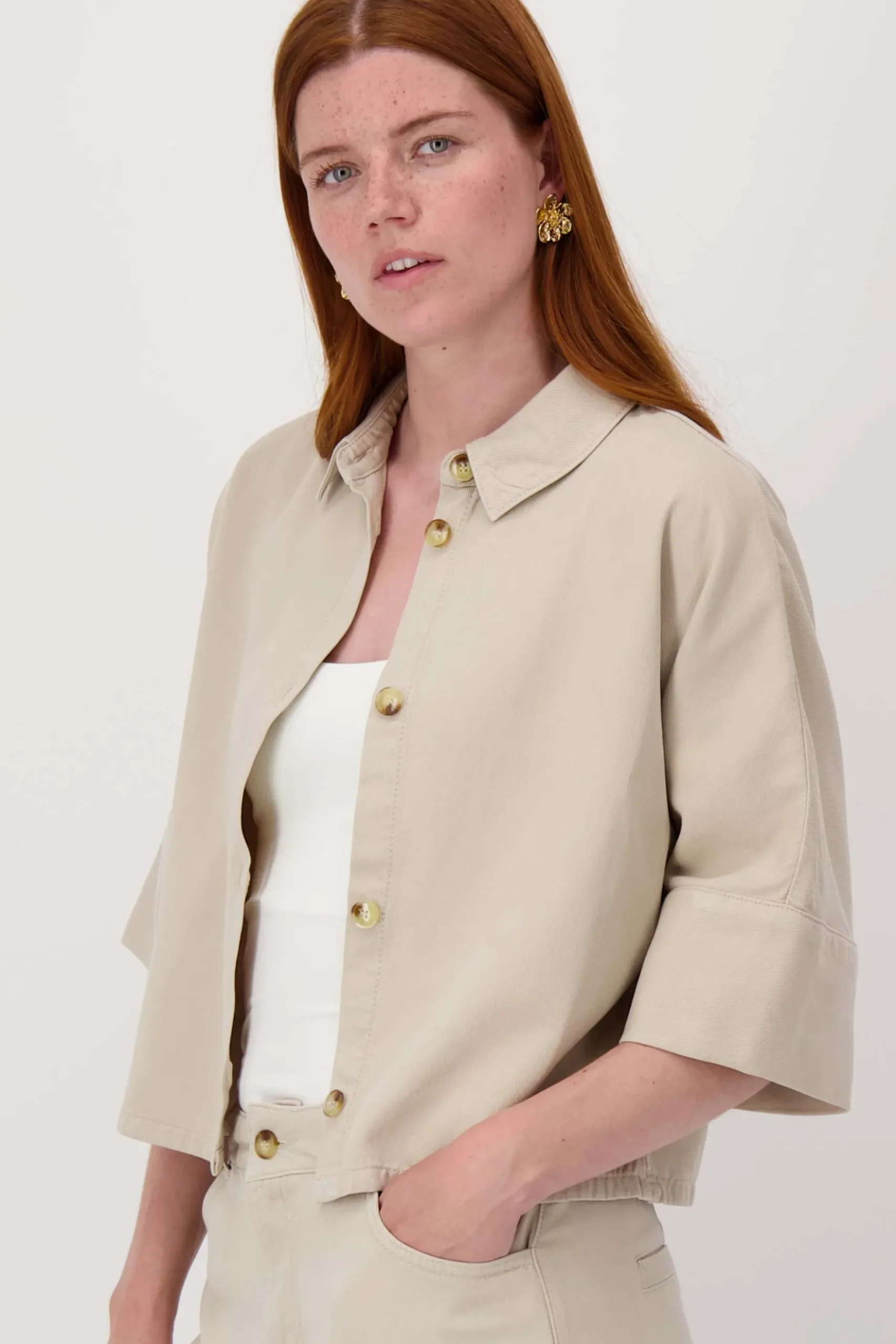 cropped boxy model blouse