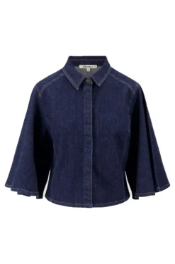 denim blouse met wijde mouw
