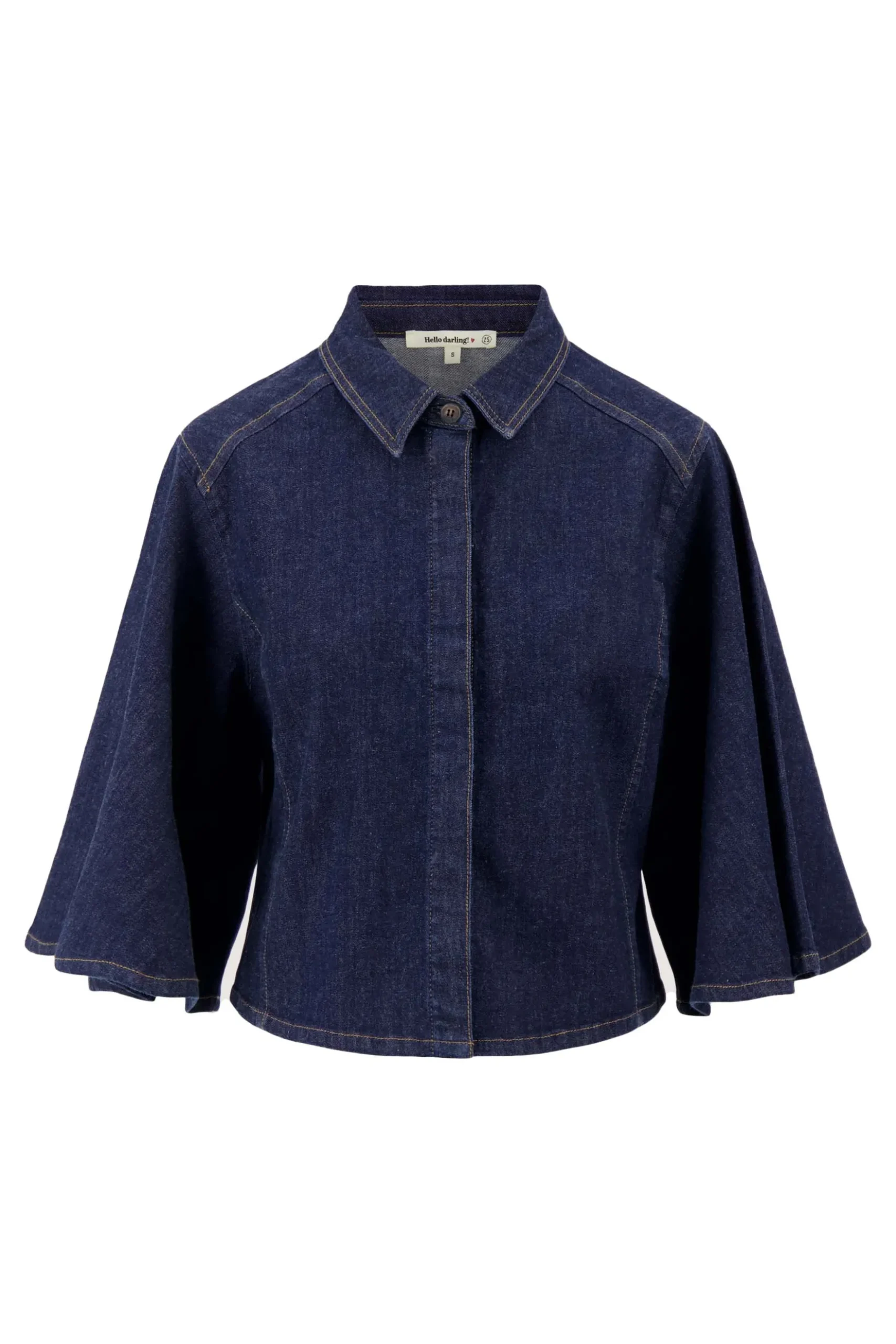 denim blouse met wijde mouw