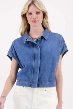 denim mouwloos jack