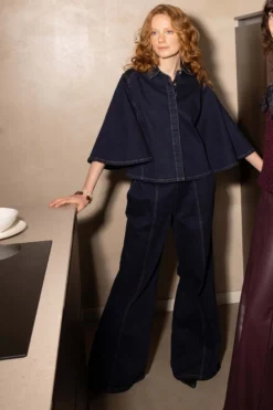 denim wideleg met stretch