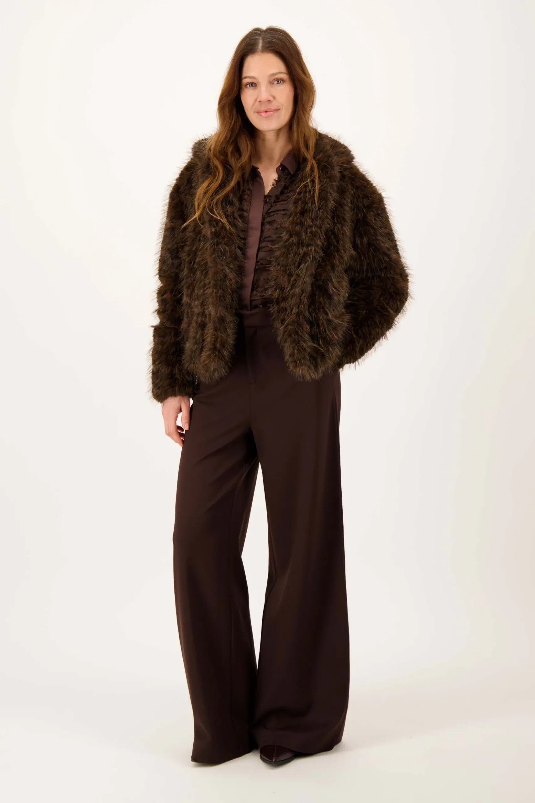 fake fur jasje met panterprint