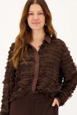 feather blouse lange mouw