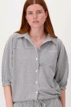 gestreepte blouse van structuur stof