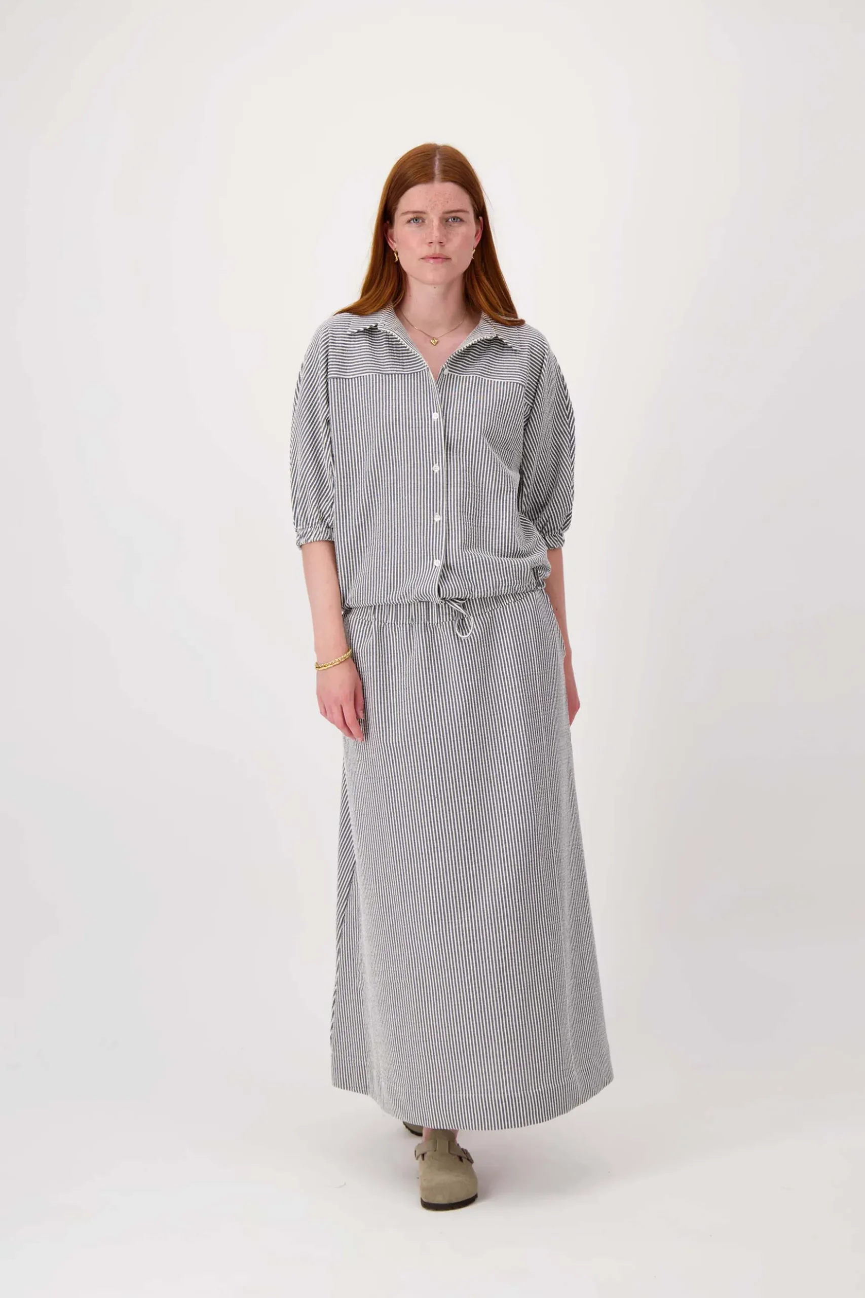 gestreepte blouse van structuur stof
