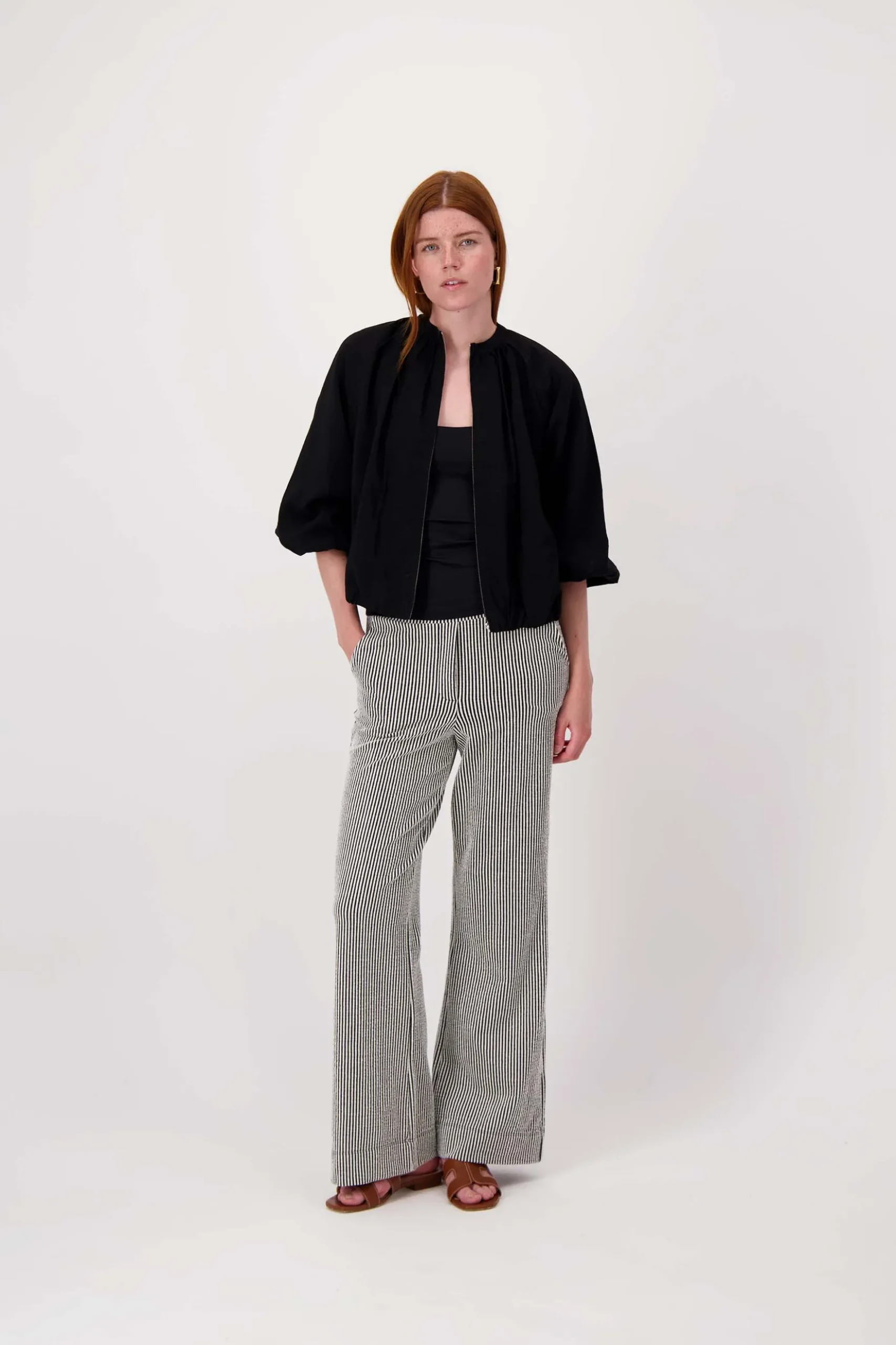 gestreepte broek met structuur