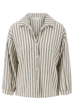 gestreepte linnen blouse
