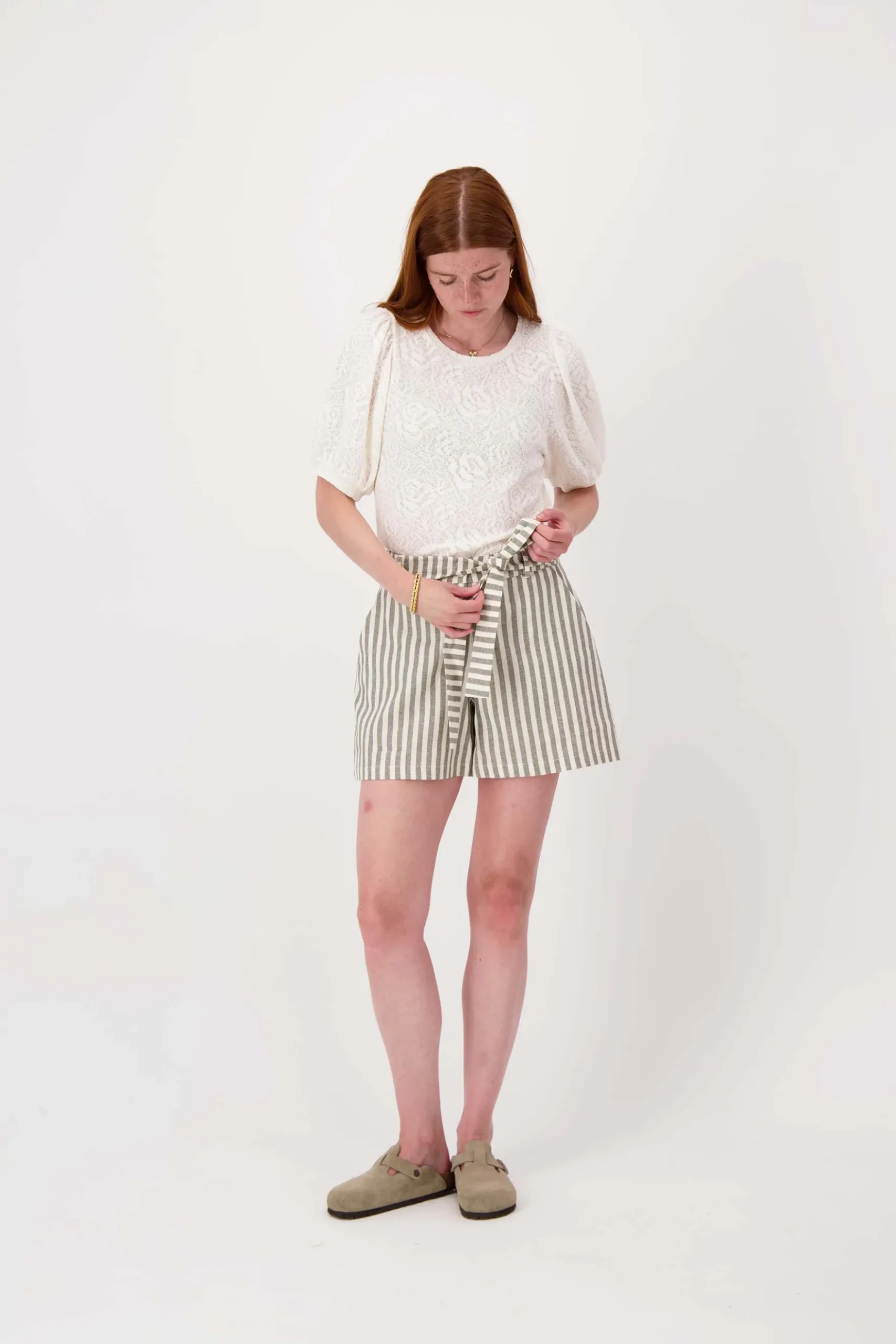 gestreepte linnen short