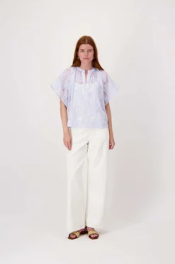 gestreepte organza blouse