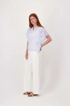 gestreepte organza blouse
