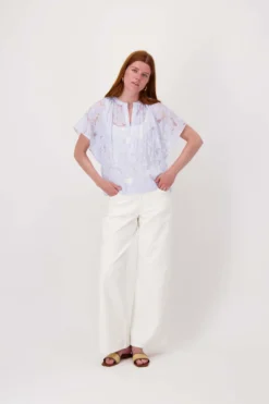 gestreepte organza blouse