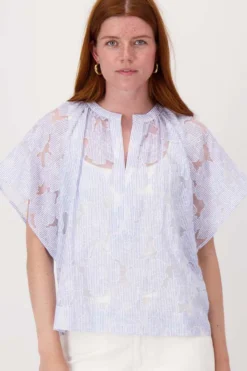 gestreepte organza blouse
