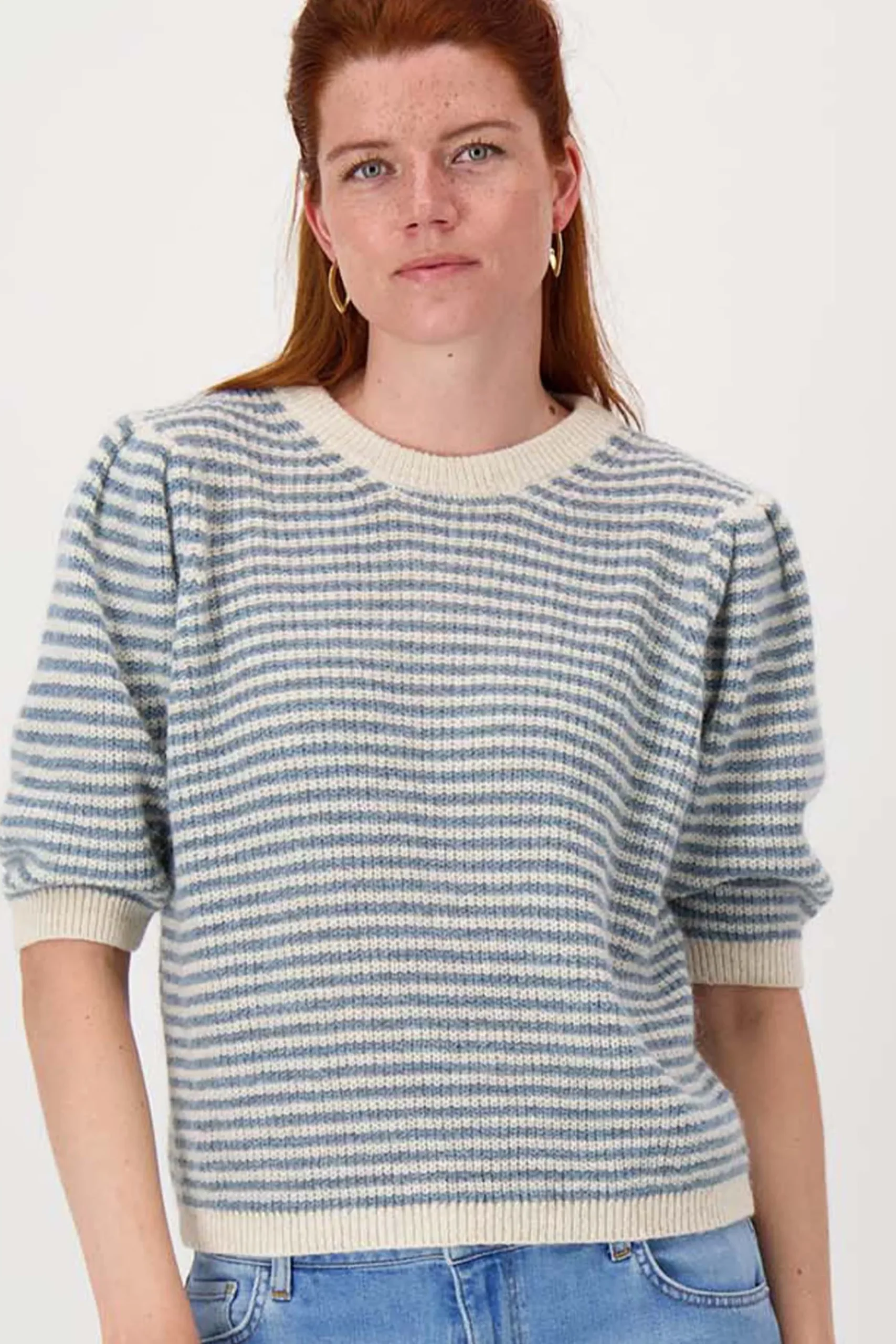 gestreepte trui met contrast ribs