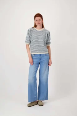 gestreepte trui met contrast ribs