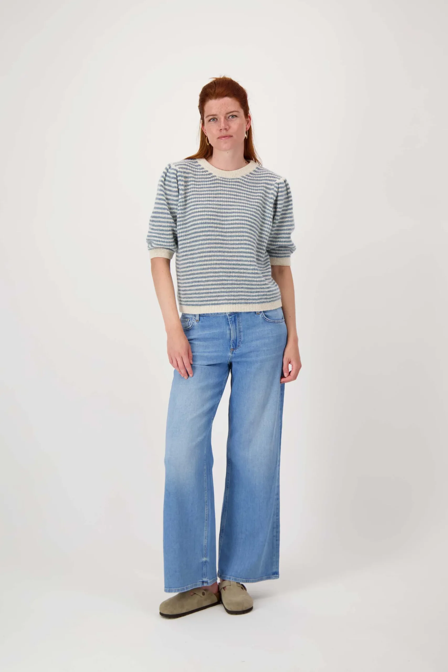 gestreepte trui met contrast ribs