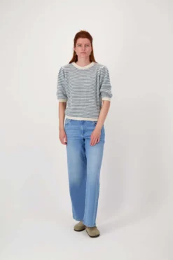 gestreepte trui met contrast ribs