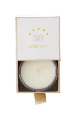 geurkaars glas in doosje 50 gefeliciteerd