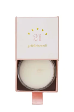 geurkaars glas in doosje 21 gefeliciteerd