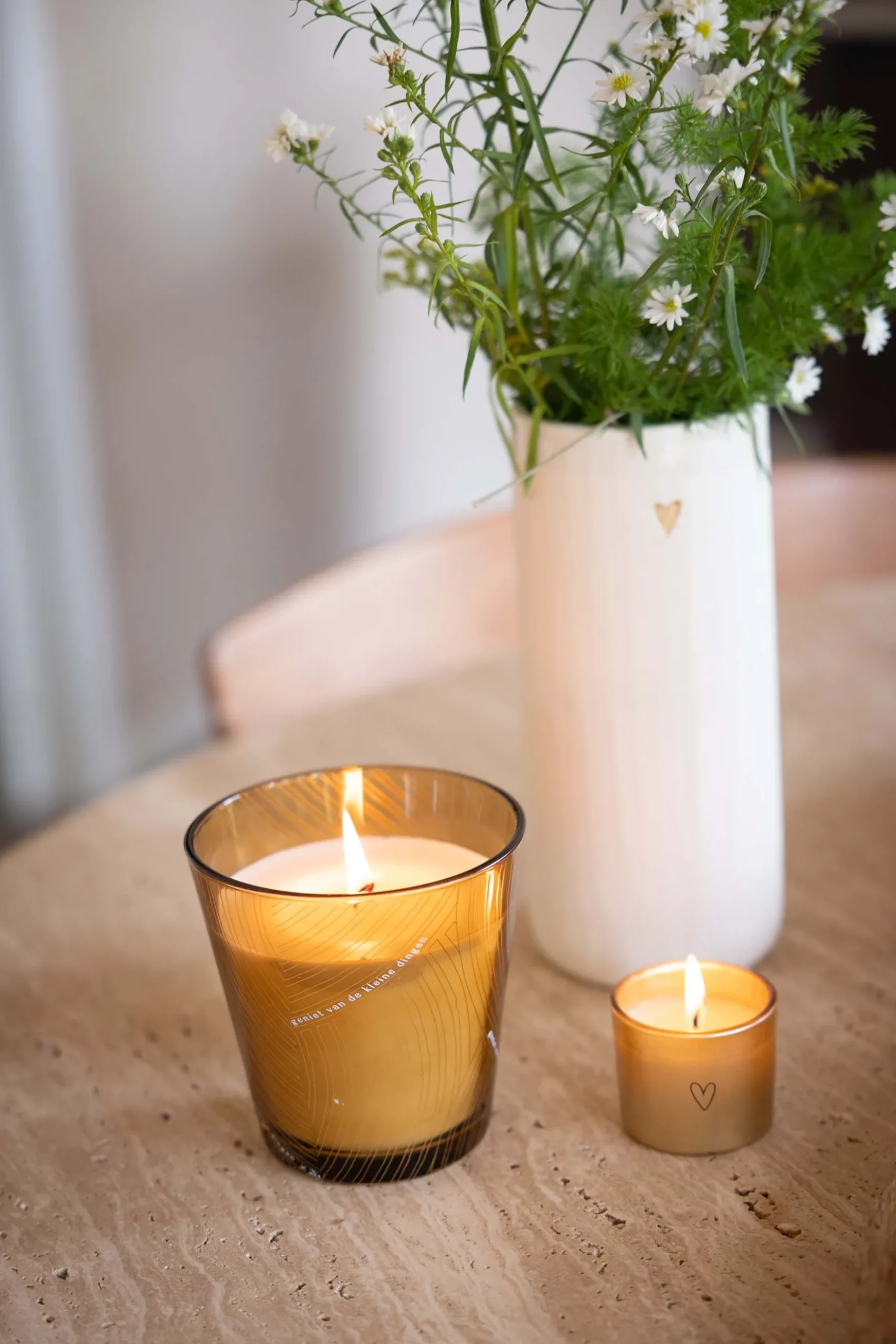 geurkaars glas vlechtpatroon geniet