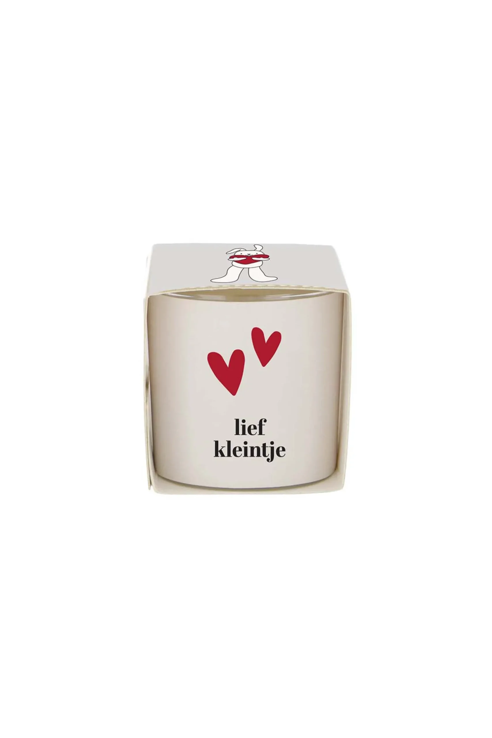 geurkaarsje in wikkel lief kleintje wit/rood