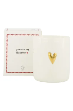 geurkaars keramiek in doosje favorite wit/rood