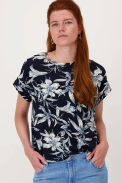 jersey top met bloemprint