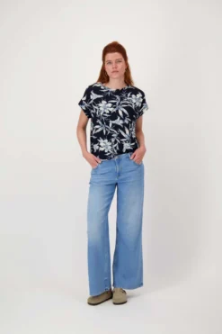 jersey top met bloemprint